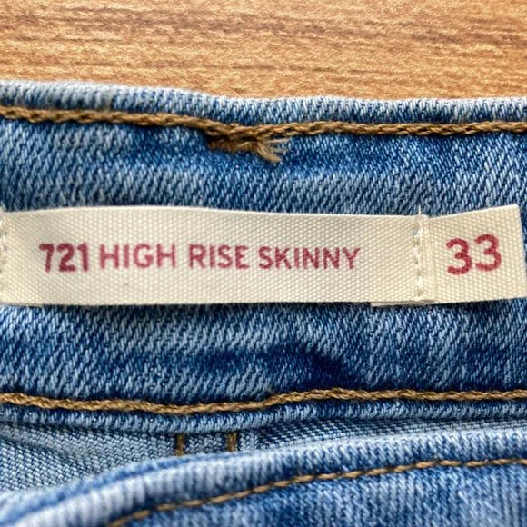 Rare Levi's Women's 721 High Rise Skinny Sapphire Plaid Jeans 33 (US 16) R "NWT" - Picture 5 of 13